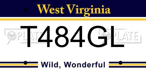 T484GL West Virginia License Plate