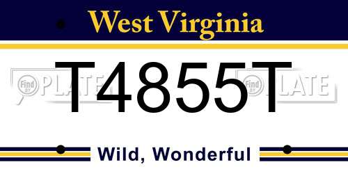T4855T West Virginia License Plate