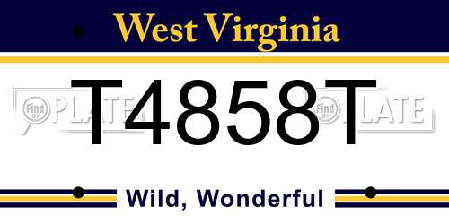 T4858T West Virginia License Plate