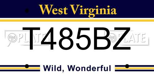 T485BZ West Virginia License Plate