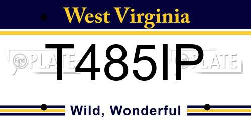 T485IP West Virginia License Plate