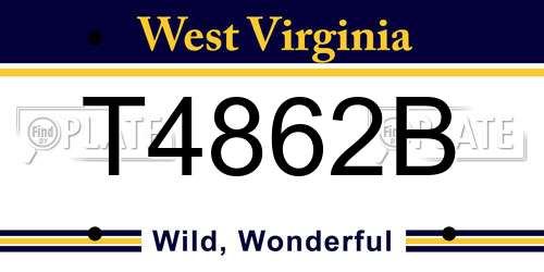 T4862B West Virginia License Plate