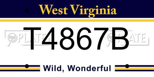 T4867B West Virginia License Plate
