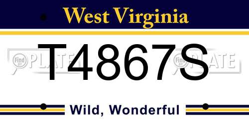 T4867S West Virginia License Plate