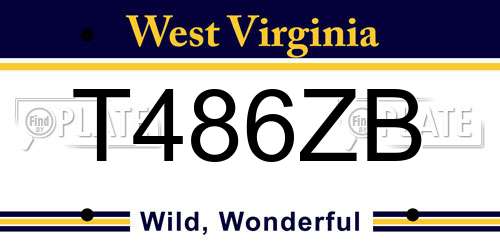 T486ZB West Virginia License Plate