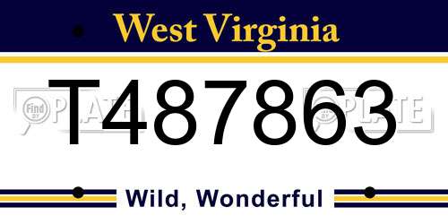 T487863 West Virginia License Plate