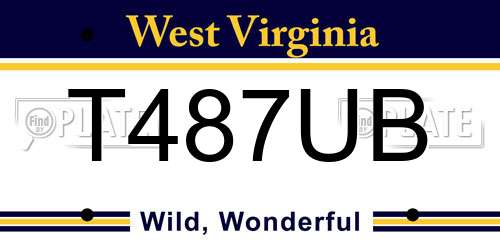 T487UB West Virginia License Plate