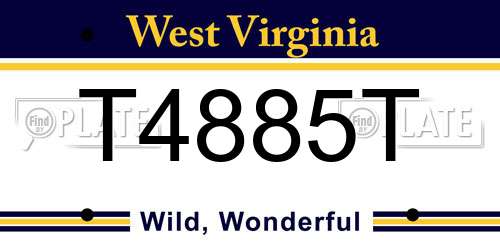 T4885T West Virginia License Plate