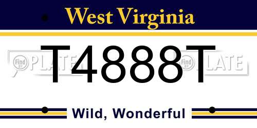 T4888T West Virginia License Plate