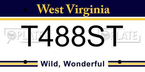T488ST West Virginia License Plate