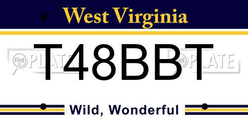 T48BBT West Virginia License Plate