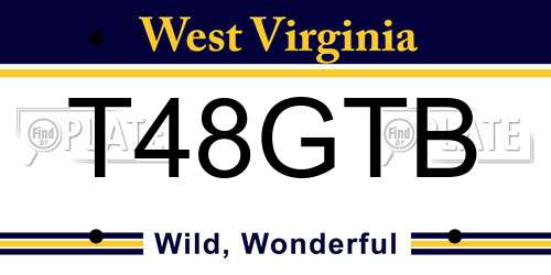 T48GTB West Virginia License Plate
