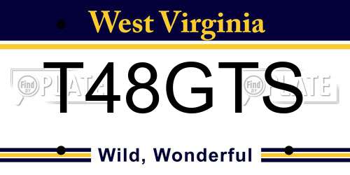 T48GTS West Virginia License Plate