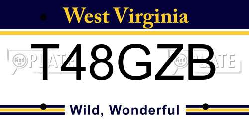 T48GZB West Virginia License Plate