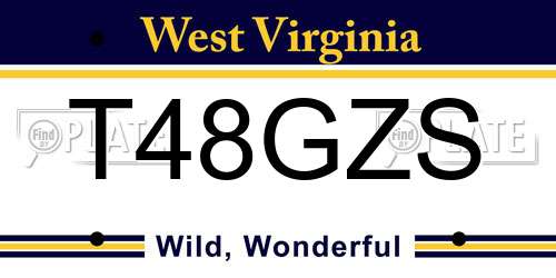 T48GZS West Virginia License Plate