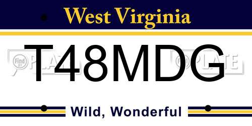 T48MDG West Virginia License Plate