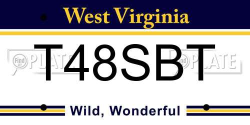T48SBT West Virginia License Plate