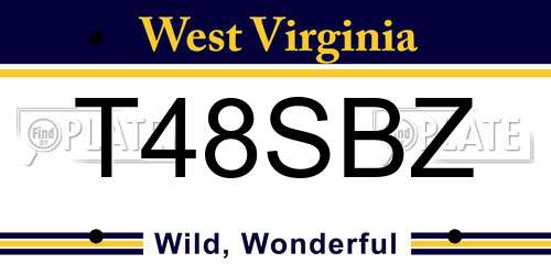 T48SBZ West Virginia License Plate