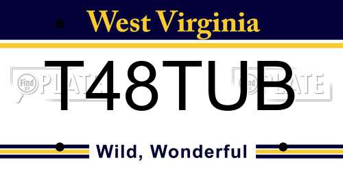 T48TUB West Virginia License Plate
