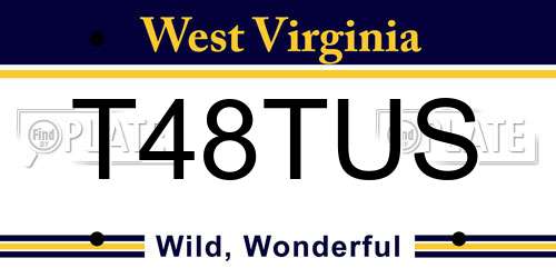 T48TUS West Virginia License Plate
