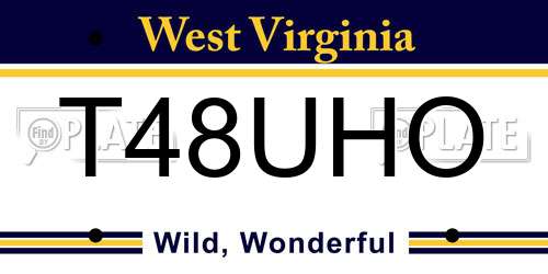 T48UHO West Virginia License Plate