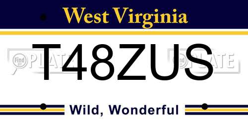 T48ZUS West Virginia License Plate