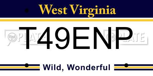 T49ENP West Virginia License Plate