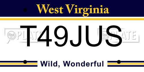 T49JUS West Virginia License Plate