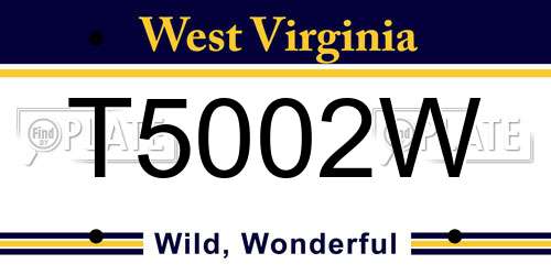 T5002W West Virginia License Plate