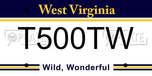 T500TW West Virginia License Plate