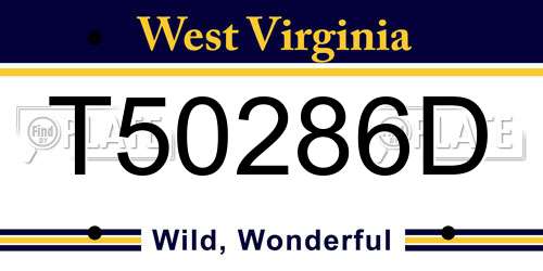 T50286D West Virginia License Plate
