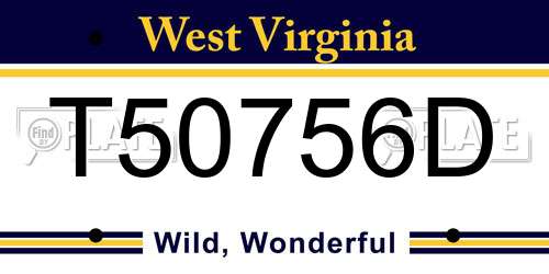 T50756D West Virginia License Plate