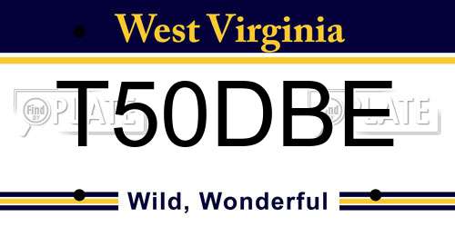T50DBE West Virginia License Plate
