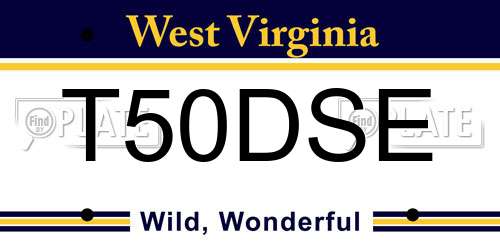 T50DSE West Virginia License Plate