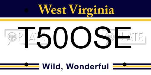 T50OSE West Virginia License Plate