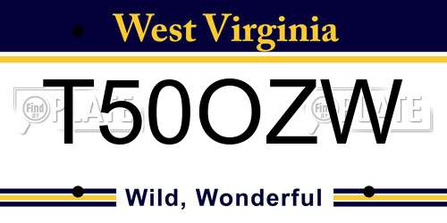 T50OZW West Virginia License Plate