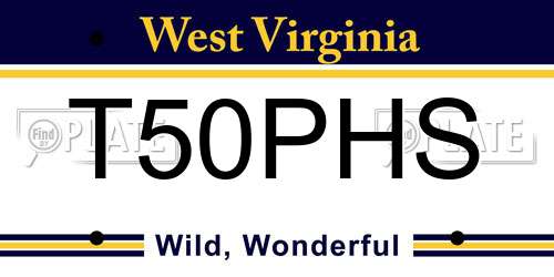 T50PHS West Virginia License Plate