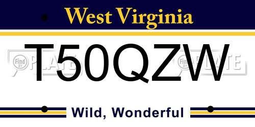 T50QZW West Virginia License Plate