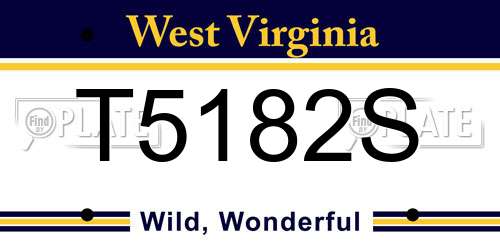 T5182S West Virginia License Plate