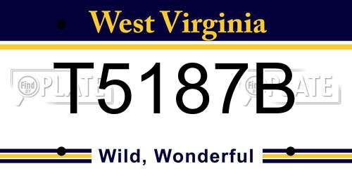 T5187B West Virginia License Plate