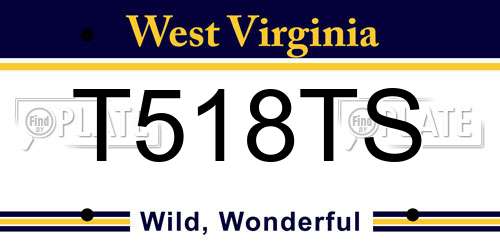 T518TS West Virginia License Plate