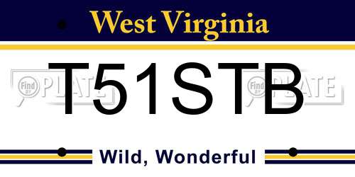 T51STB West Virginia License Plate