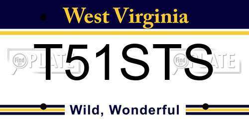T51STS West Virginia License Plate