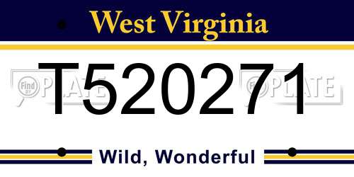 T520271 West Virginia License Plate