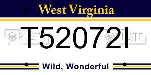 T52072I West Virginia License Plate