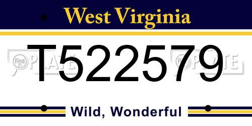 T522579 West Virginia License Plate