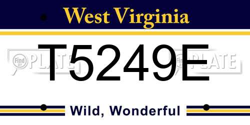 T5249E West Virginia License Plate