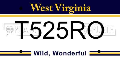 T525RO West Virginia License Plate