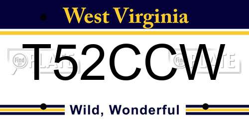 T52CCW West Virginia License Plate