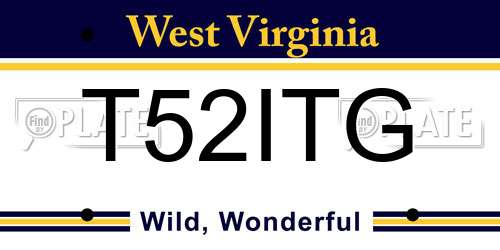 T52ITG West Virginia License Plate